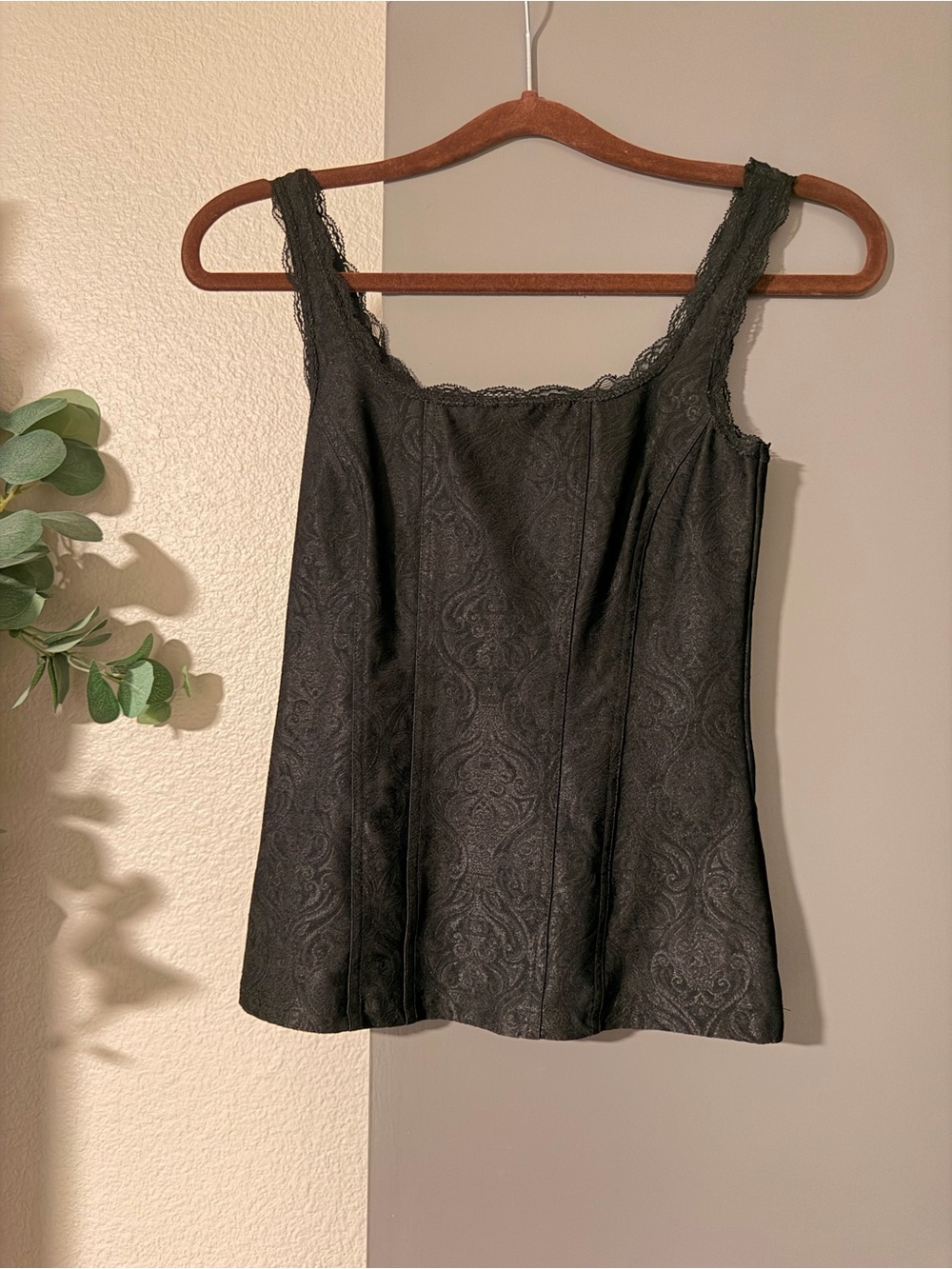 Classic Black Lace-Trim Tank Top